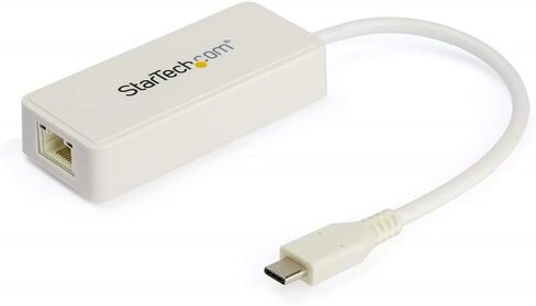 StarTech.com USB C to Gigabit Ethernet Adapter w/USB A Port - White 1Gbps NIC USB 3.0/USB 3.1 Type C Network Adapter - 1GbE USB-C RJ45/LAN TB3 Compatible Windows MacBook Pro Chromebook (US1GC301AUW) in Saudi Arabia