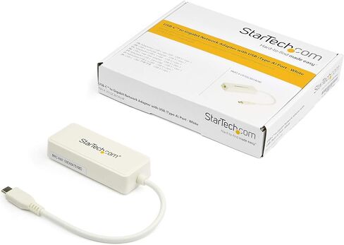 StarTech.com USB C to Gigabit Ethernet Adapter w/USB A Port - White 1Gbps NIC USB 3.0/USB 3.1 Type C Network Adapter - 1GbE USB-C RJ45/LAN TB3 Compatible Windows MacBook Pro Chromebook (US1GC301AUW) in Saudi Arabia