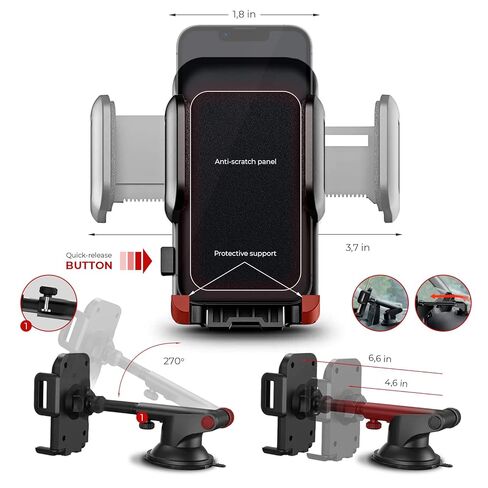 حامل هاتف السيارة قابل للدوران والسحب - حامل هاتف للسيارة وحامل الهاتف الخليوي للسيارة سهل بلمسة واحدة وحامل هاتف على الزجاج الأمامي لهاتف IPhone 12 وحامل لاصق للزجاج الأمامي in Kuwait