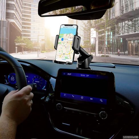 حامل هاتف السيارة قابل للدوران والسحب - حامل هاتف للسيارة وحامل الهاتف الخليوي للسيارة سهل بلمسة واحدة وحامل هاتف على الزجاج الأمامي لهاتف IPhone 12 وحامل لاصق للزجاج الأمامي in Kuwait