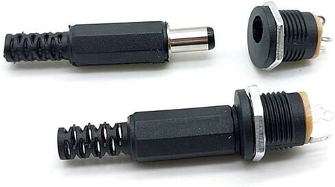 DAOKI 30PCS DC-022 DC Power Jack Socket 5.5x2.1mm Female Panel Mount Connector with Waterproof Cap, DC Male Plug, Screw Nut in Saudi Arabia