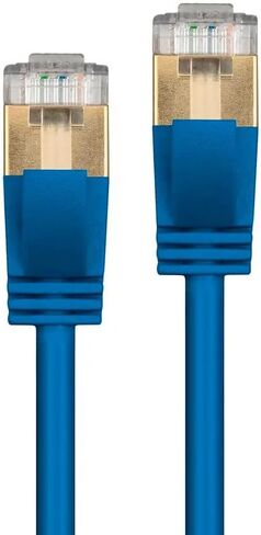Monoprice Cat6A Ethernet Patch Cable - Snagless RJ45, Stranded, Double Shielded (S/FTP) Pure Bare Copper Wire, 36AWG, 5 Feet, Blue - SlimRun Series in Saudi Arabia