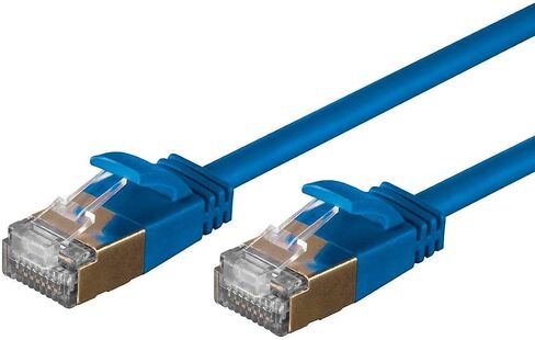 Monoprice Cat6A Ethernet Patch Cable - Snagless RJ45, Stranded, Double Shielded (S/FTP) Pure Bare Copper Wire, 36AWG, 5 Feet, Blue - SlimRun Series in Saudi Arabia