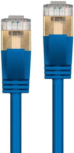 Monoprice Cat6A Ethernet Patch Cable - Snagless RJ45, Stranded, Double Shielded (S/FTP) Pure Bare Copper Wire, 36AWG, 5 Feet, Blue - SlimRun Series in Saudi Arabia