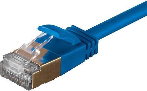 Monoprice Cat6A Ethernet Patch Cable - Snagless RJ45, Stranded, Double Shielded (S/FTP) Pure Bare Copper Wire, 36AWG, 5 Feet, Blue - SlimRun Series in Saudi Arabia