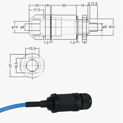 ANMBEST 5 قطعة M22 مقاوم للماء إيثرنت Cat6 RJ45 موصل IP67 في الهواء الطلق LAN مقرنة محول ذكر إلى أنثى مع كابل 25 مللي متر in Saudi Arabia