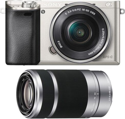 Sony Alpha a6000 Camera with 55-210mm and 16-50mm Power Zoom Lenses - Includes Camera with 16-50mm Power Zoom Lens and 55-210mm Zoom Lens (Silver) (Renewed) in Saudi Arabia