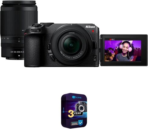 Nikon 1743 Z 30 Mirrorless Camera with NIKKOR Z DX 16-50mm f/3.5-6.3 VR and NIKKOR Z DX 50-250mm f/4.5-6.3 VR Lens Bundle with 3 YR CPS Enhanced Protection Pack in Saudi Arabia