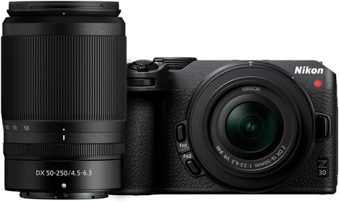 Nikon 1743 Z 30 Mirrorless Camera with NIKKOR Z DX 16-50mm f/3.5-6.3 VR and NIKKOR Z DX 50-250mm f/4.5-6.3 VR Lens Bundle with 3 YR CPS Enhanced Protection Pack in Saudi Arabia