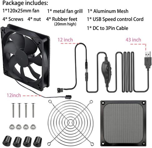 مروحة هيكل 120 مم، طاقة USB 5 فولت مع وحدة تحكم في السرعة، مروحة تبريد، ضوضاء منخفضة، فلتر غبار، محرك هادئ، 1700 دورة في الدقيقة in Kuwait