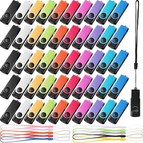 50 Pack 256MB USB 2.0 Flash Drives Bulk with Lanyards Portable USB Thumb Drives Swivel with LED Light Swivel Flash Drive for Office School Data Storage Backup in Saudi Arabia