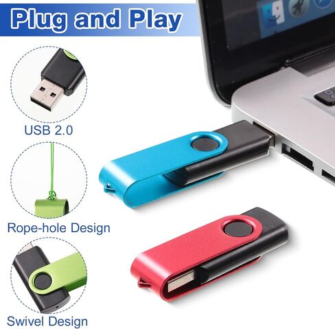 50 Pack 256MB USB 2.0 Flash Drives Bulk with Lanyards Portable USB Thumb Drives Swivel with LED Light Swivel Flash Drive for Office School Data Storage Backup in Saudi Arabia