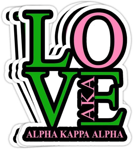 زينة هدايا بعبارة "AKA Love"، Sorority، Alpha Kappa AKA Paraphernalia - ملصقات فينيل 4×3، ملصق اللابتوب، ملصق زجاجة المياه (مجموعة من 3 قطع) in Saudi Arabia