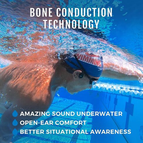 H2O Audio TRI Multi-Sport Waterproof Bone Conduction Headphones, Bluetooth Open Ear Headphones with Built-In MP3 Player -up to 6-Hour Battery Life, 8 GB -For Swimming, Running, Cycling, Hiking (Black) in Kuwait