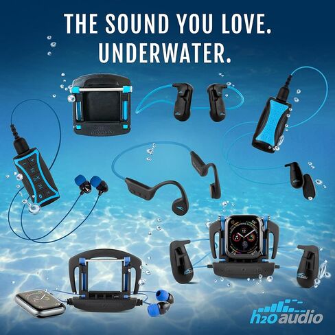 H2O Audio TRI Multi-Sport Waterproof Bone Conduction Headphones, Bluetooth Open Ear Headphones with Built-In MP3 Player -up to 6-Hour Battery Life, 8 GB -For Swimming, Running, Cycling, Hiking (Black) in Kuwait