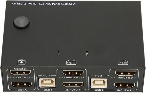 Dilwe 2 Port KVM Switch Dual Monitor HDMI 4K 30Hz, Dual Monitor KVM Switch for 2 Computers Share USB Keyboard Mouse Monitor KVM Converter in Saudi Arabia
