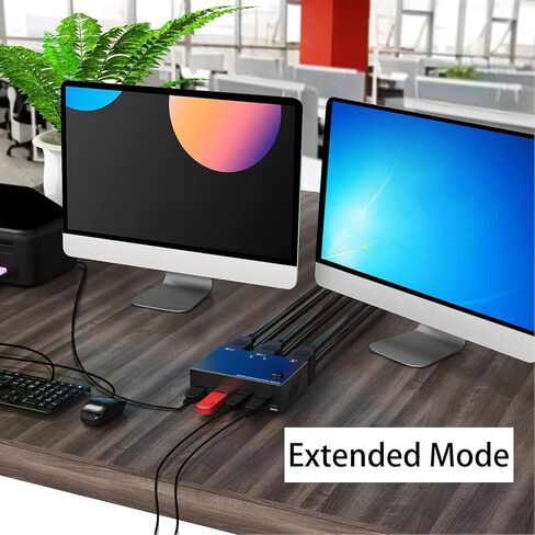 Dilwe 2 Port KVM Switch Dual Monitor HDMI 4K 30Hz, Dual Monitor KVM Switch for 2 Computers Share USB Keyboard Mouse Monitor KVM Converter in Saudi Arabia