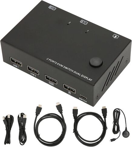 Dilwe 2 Port KVM Switch Dual Monitor HDMI 4K 30Hz, Dual Monitor KVM Switch for 2 Computers Share USB Keyboard Mouse Monitor KVM Converter in Saudi Arabia