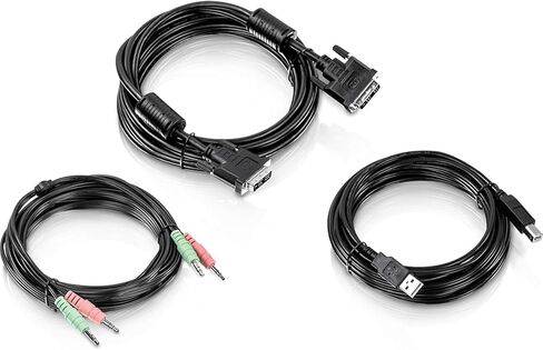 مجموعة كابلات TRENDnet بطول 15 قدمًا DVI-I وUSB وصوت KVM، قم بتوصيل كمبيوتر DVI بمفتاح TK-232DV KVM وماوس USB/لوحة المفاتيح وDVI-I ووصلات صوت 3.5 مم، TK-CD15 in Saudi Arabia