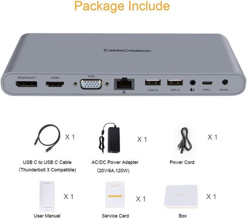 CableCreation USB C Hub Multiport Adapter w/1.6ft Cable, 13-in-1 USB C Hub with DP, VGA, HDMI, Ethernet, 2 Audio, 4 USB A, USB C PD Compatible for Macbook Pro/Air2019 2018, MacOS Windows USB-C Laptops in Saudi Arabia