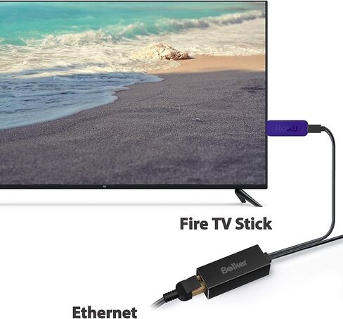 محول إيثرنت لتلفاز الحريق من Belker Fire Stick Ethernet Adapter / محول إيثرنت مايكرو يو اس بي إلى آر جيه 45 ، كابل يو اس بي إلى آر جيه 45 لستيك تلفاز الحريق (الجيل الثاني جيني)، تلفاز إطفاء جديد بالكامل (2017)، كروم كاست Ultra/2/1/Audio إلخ. in Kuwait