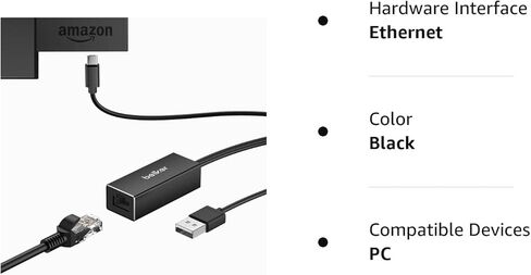محول إيثرنت لتلفاز الحريق من Belker Fire Stick Ethernet Adapter / محول إيثرنت مايكرو يو اس بي إلى آر جيه 45 ، كابل يو اس بي إلى آر جيه 45 لستيك تلفاز الحريق (الجيل الثاني جيني)، تلفاز إطفاء جديد بالكامل (2017)، كروم كاست Ultra/2/1/Audio إلخ. in Kuwait