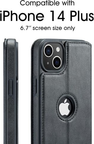 حافظة شعار Casus متوافقة مع iPhone 14 Plus، حافظة محفظة رفيعة من الجلد الصناعي مع فتحة حامل بطاقة، غطاء قلاب مغناطيسي رفيع (2022) 6.7 بوصة (لائحة) in Kuwait