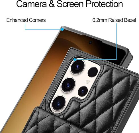 Coolden for Galaxy S23 Ultra Cases 6.8" Quilted Leather Women Luxury Phone Cover Crossbody Strap Kickstand Slim Square Armor Card Holder Slots Wallet Case for Samsung Galaxy S23 Ultra, White in Kuwait