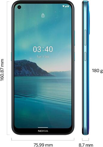 Nokia 3.4 | Android 10 | Unlocked Smartphone | 2-Day Battery | US Version | 3/64GB | 6.39-Inch Screen | Triple Camera | Fjord Blue in Saudi Arabia