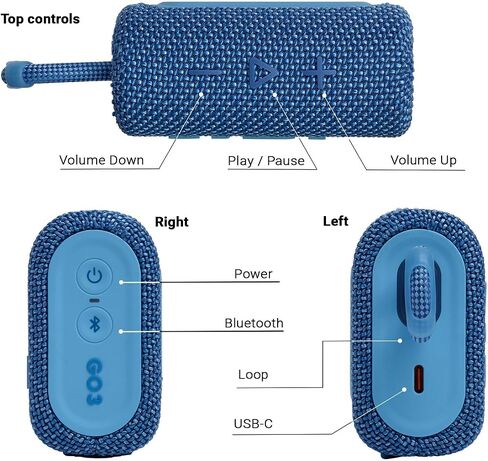 JBL GO3 Portable Bluetooth Wireless Compact Speaker Bundle with divvi! Protective Fitted Hard Case - Grey in Saudi Arabia