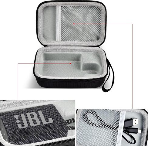 مجموعة سماعات JBL Go 3 المحمولة المقاومة للماء بتقنية البلوتوث مع حقيبة حمل ممتازة (أسود) in Saudi Arabia