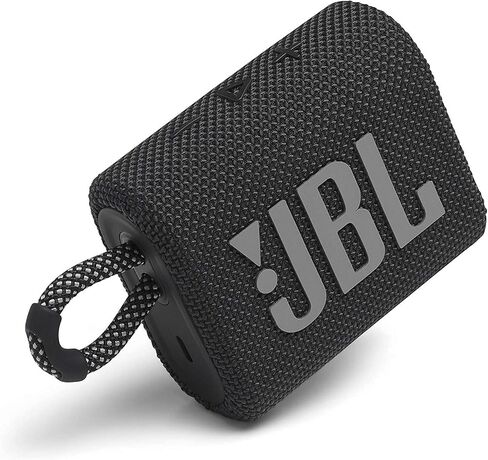 مجموعة سماعات JBL Go 3 المحمولة المقاومة للماء بتقنية البلوتوث مع حقيبة حمل ممتازة (أسود) in Saudi Arabia
