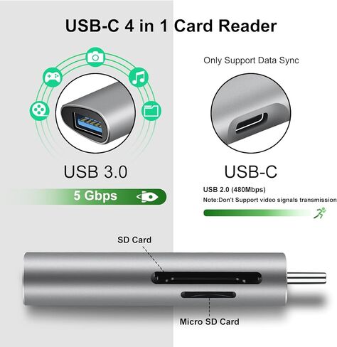 قارئ بطاقات SD USB C، قارئ بطاقات SD 4 في 1، قارئ بطاقات USB C، محول Micro USB الى USB C، محول USB C الى USB، محول USB الى USB C للكمبيوتر وايباد برو وماك بوك برو وجالكسي S20 والمزيد (رمادي) in Kuwait