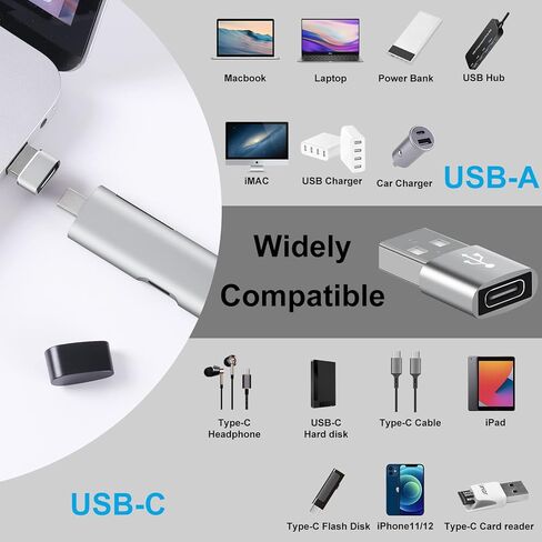 قارئ بطاقات SD USB C، قارئ بطاقات SD 4 في 1، قارئ بطاقات USB C، محول Micro USB الى USB C، محول USB C الى USB، محول USB الى USB C للكمبيوتر وايباد برو وماك بوك برو وجالكسي S20 والمزيد (رمادي) in Kuwait