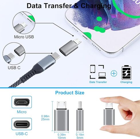 قارئ بطاقات SD USB C، قارئ بطاقات SD 4 في 1، قارئ بطاقات USB C، محول Micro USB الى USB C، محول USB C الى USB، محول USB الى USB C للكمبيوتر وايباد برو وماك بوك برو وجالكسي S20 والمزيد (رمادي) in Kuwait