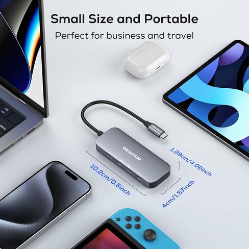 WENTER USB C Hub,10Gbps USB C Splitter for Laptop,4 Ports USB C to USB C Hub Multiport Adapter for MacBook Pro/Air,iPad, Chromebook, Dell, HP, iMac, Samsung(Not Support Charging/Monitor) in Kuwait
