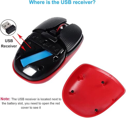 تشويي ماوس بلوتوث لاسلكي، ماوس هادئ قابل لاعادة الشحن بنمط دعسوقة لطيفة، ماوس محمول للسفر 1600 نقطة لكل بوصة، ماوس مكتب لاسلكي صامت بصري للكمبيوتر واللابتوب هدية (احمر) in Kuwait