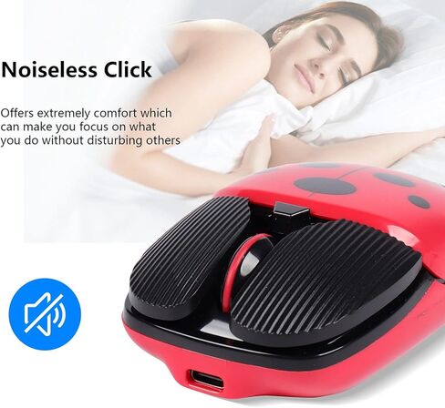 تشويي ماوس بلوتوث لاسلكي، ماوس هادئ قابل لاعادة الشحن بنمط دعسوقة لطيفة، ماوس محمول للسفر 1600 نقطة لكل بوصة، ماوس مكتب لاسلكي صامت بصري للكمبيوتر واللابتوب هدية (احمر) in Kuwait