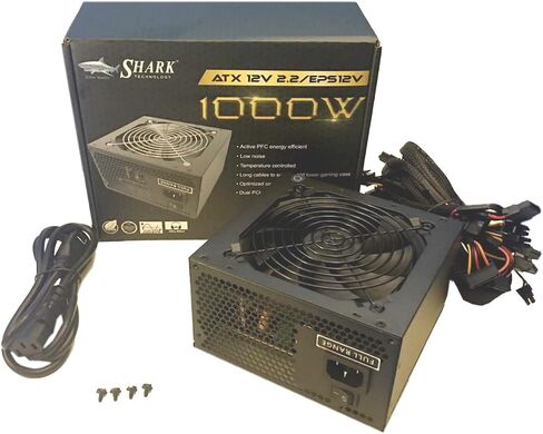 SHARK TECHNOLOGY® 1000 وات أسود ATX12V EPS12 صامت 120 مم مروحة ألعاب كمبيوتر 2X PCI-E مزود طاقة ATX PSU in Saudi Arabia