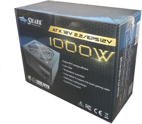 SHARK TECHNOLOGY® 1000 وات أسود ATX12V EPS12 صامت 120 مم مروحة ألعاب كمبيوتر 2X PCI-E مزود طاقة ATX PSU in Saudi Arabia