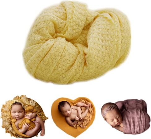 Newborn Photography Props Blanket Wrap Soft Knitted Stretch Baby Boys Girls Photoshoot Prop Cloth (White) in Saudi Arabia