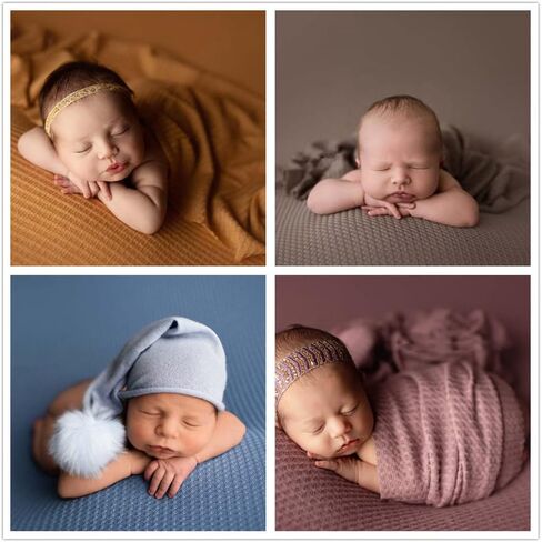 Newborn Photography Props Blanket Wrap Soft Knitted Stretch Baby Boys Girls Photoshoot Prop Cloth (White) in Saudi Arabia