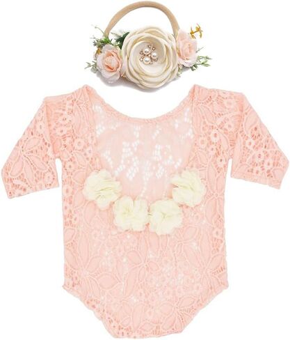 Newborn Photography Props Outfits Baby Tutu Skirt Cute Baby Girl Floral Headbands Set for Infants White in Kuwait