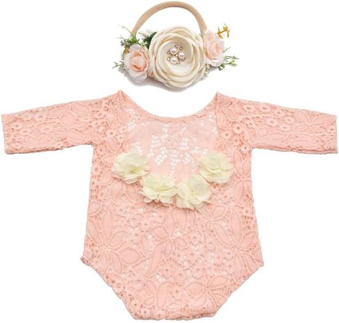 Newborn Photography Props Outfits Baby Tutu Skirt Cute Baby Girl Floral Headbands Set for Infants White in Kuwait