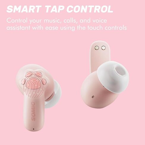 SOMIC Pink Cat Bluetooth Earbuds, Wireless Cute Headphones with Charging Case, in-Ear Light-Weight Headphones for Girls, Women, Kids Birthday Gift in Kuwait