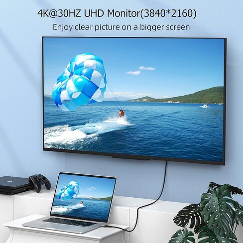 UKYEE 4K Displayport إلى كابل hdmi 6 أقدام، منفذ عرض DP إلى سلك HDMI 6ft 3840X2160P ذكر إلى ذكر لأجهزة الكمبيوتر المحمول in Kuwait