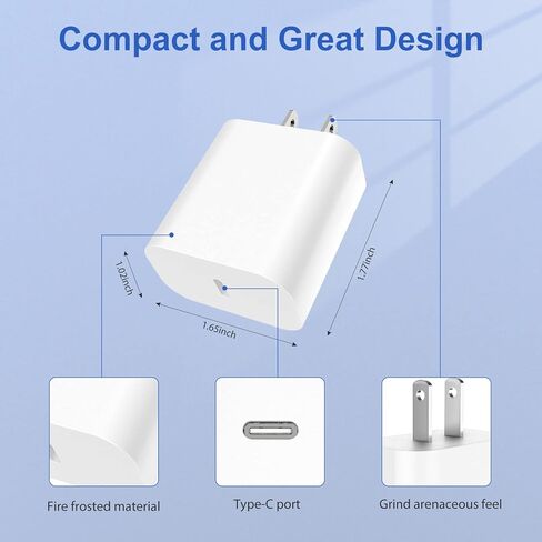 USB C iPhone Fast Charger with Cable, 18W PD Type C Charger Fast Wall Charger with 5ft USB C to Lightning Cable for iPhone 13 12 Pro 11 Xs Max XR X 8 Plus iPad Pro and iPad Air 3 iPad Mini 5 in Kuwait