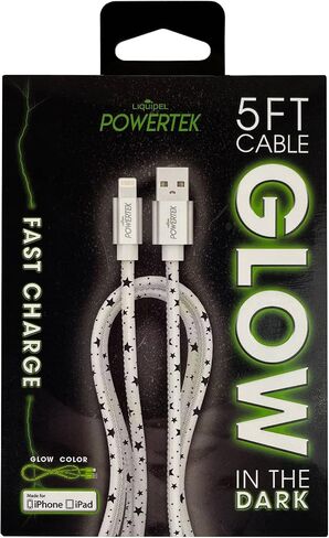 شاحن معتمد من LIQUIPEL Powertek Glow MFi متوافق مع أجهزة Apple iPhone وiPad وكابل 5 أقدام وسلك كابل Lightning إلى USB وكابل Lightning للشحن السريع (أزرق) in Kuwait