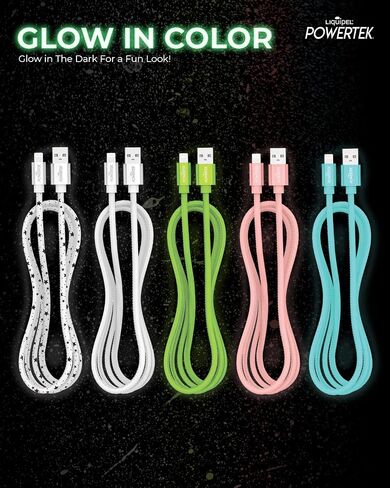 شاحن معتمد من LIQUIPEL Powertek Glow MFi متوافق مع أجهزة Apple iPhone وiPad وكابل 5 أقدام وسلك كابل Lightning إلى USB وكابل Lightning للشحن السريع (أزرق) in Kuwait