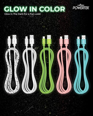 شاحن معتمد من LIQUIPEL Powertek Glow MFi متوافق مع أجهزة Apple iPhone وiPad وكابل 5 أقدام وسلك كابل Lightning إلى USB وكابل Lightning للشحن السريع (أزرق) in Kuwait